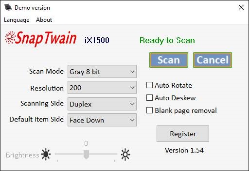 Interface de utilizador SnapTwain do controlador TWAIN para ScanSnap.   Interfaccia utente SnapTwain del driver TWAIN per ScanSnap.   Interface utilisateur SnapTwain du pilote TWAIN pour ScanSnap. Interfaz de usuario SnapTwain del controlador TWAIN para ScanSnap.